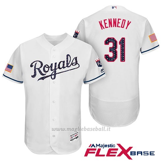 Maglia Baseball Uomo Kansas City Royals 2017 Estrellas y Rayas Ian Kennedy Bianco Flex Base